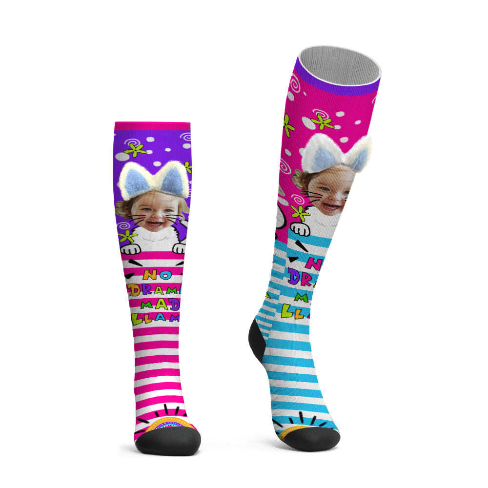 Custom Face Socks Knee High Socks 3D Cat Ear Cartoon Socks - MyFaceSocksAu