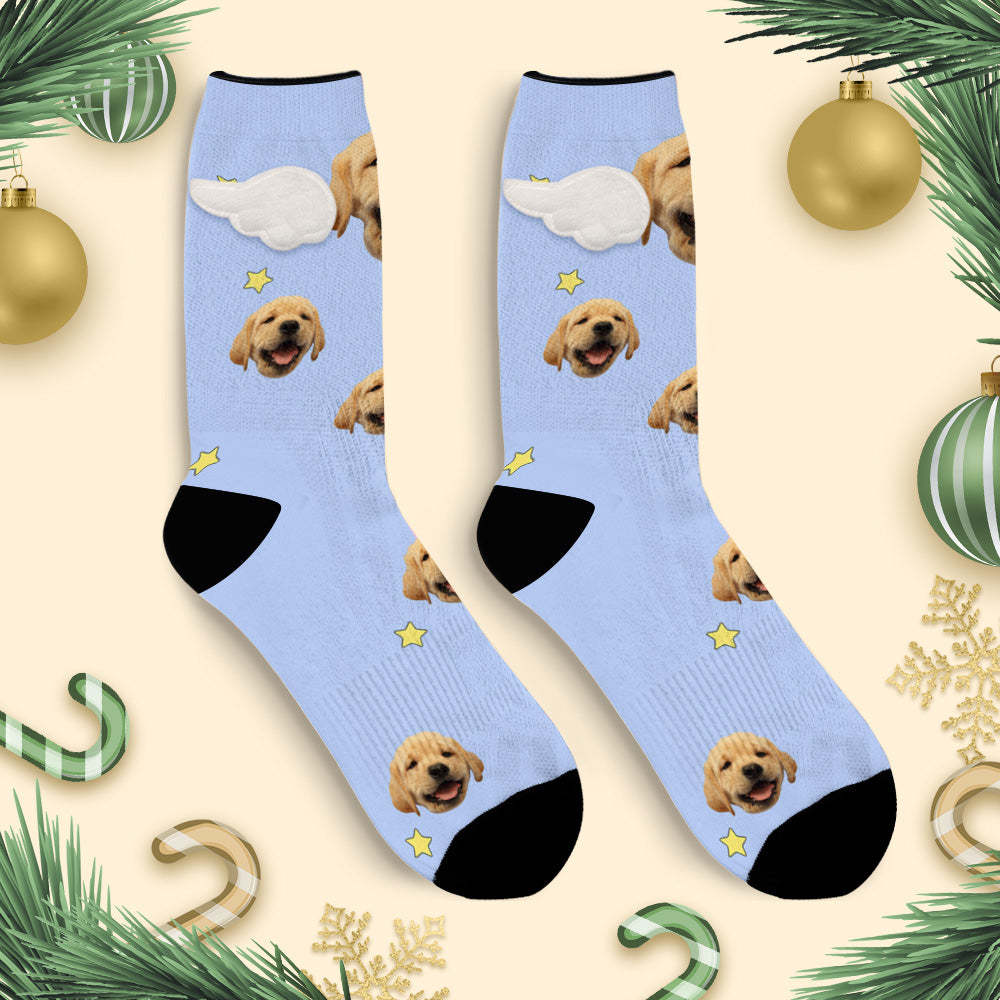 Custom Dog Face Socks Pink and Blue 3D Magnetic Wing Socks for Pet Lover - MyFaceSocksAu