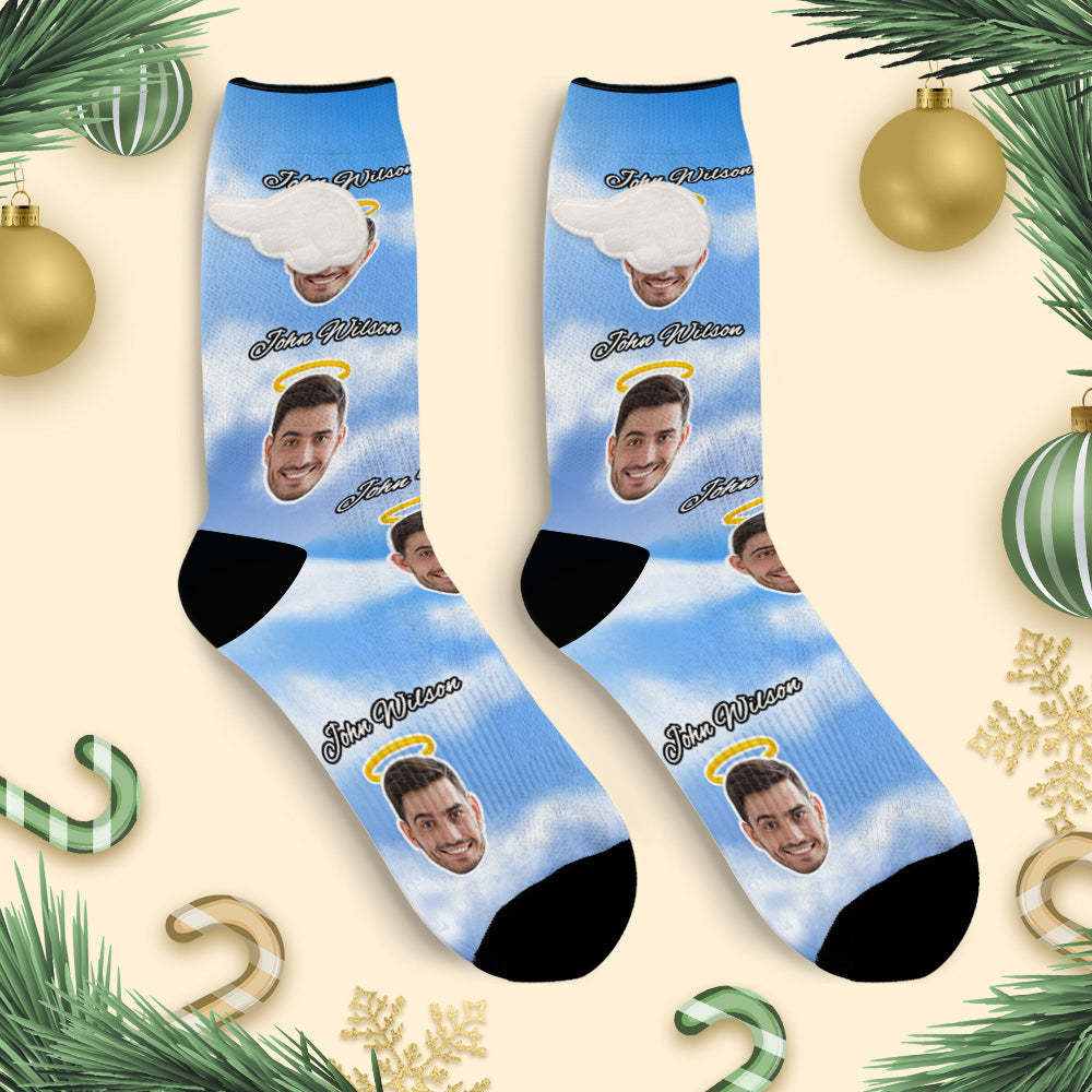 Custom Face Socks with Name 3D Magnetic Wing Socks Remembering Loved Ones Gifts - MyFaceSocksAu