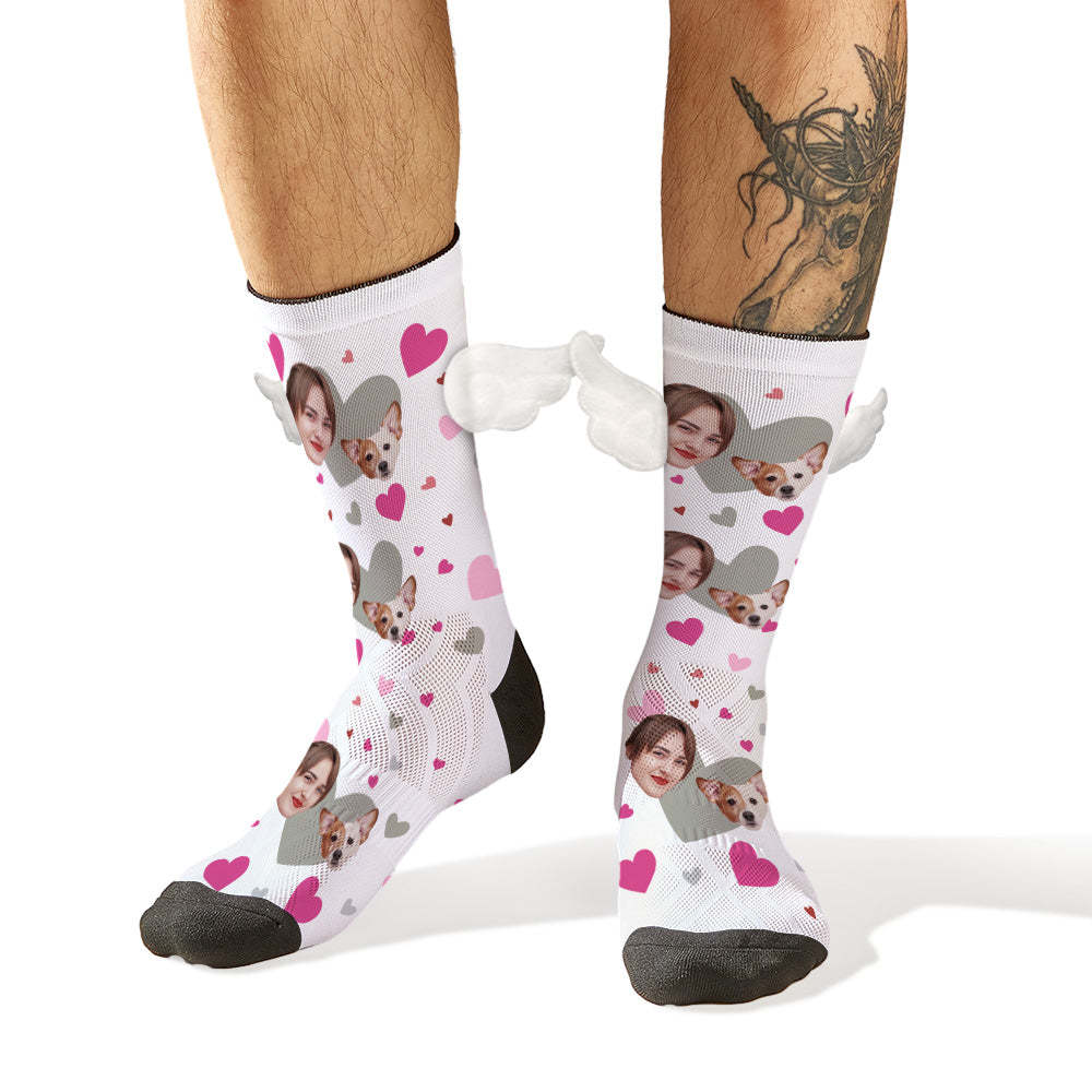 Custom Face Socks with Pet Face 3D Magnetic Wing Socks for Pet Lover - MyFaceSocksAu