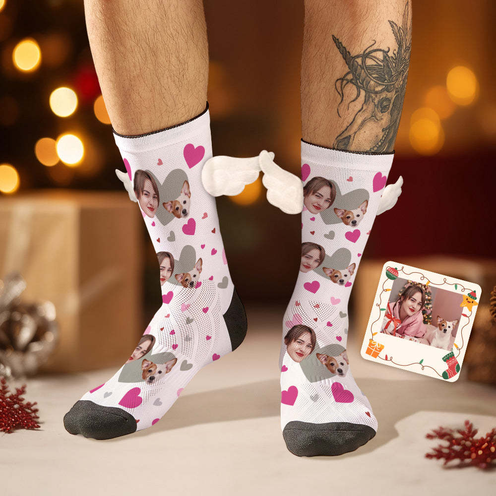 Custom Face Socks with Pet Face 3D Magnetic Wing Socks for Pet Lover - MyFaceSocksAu