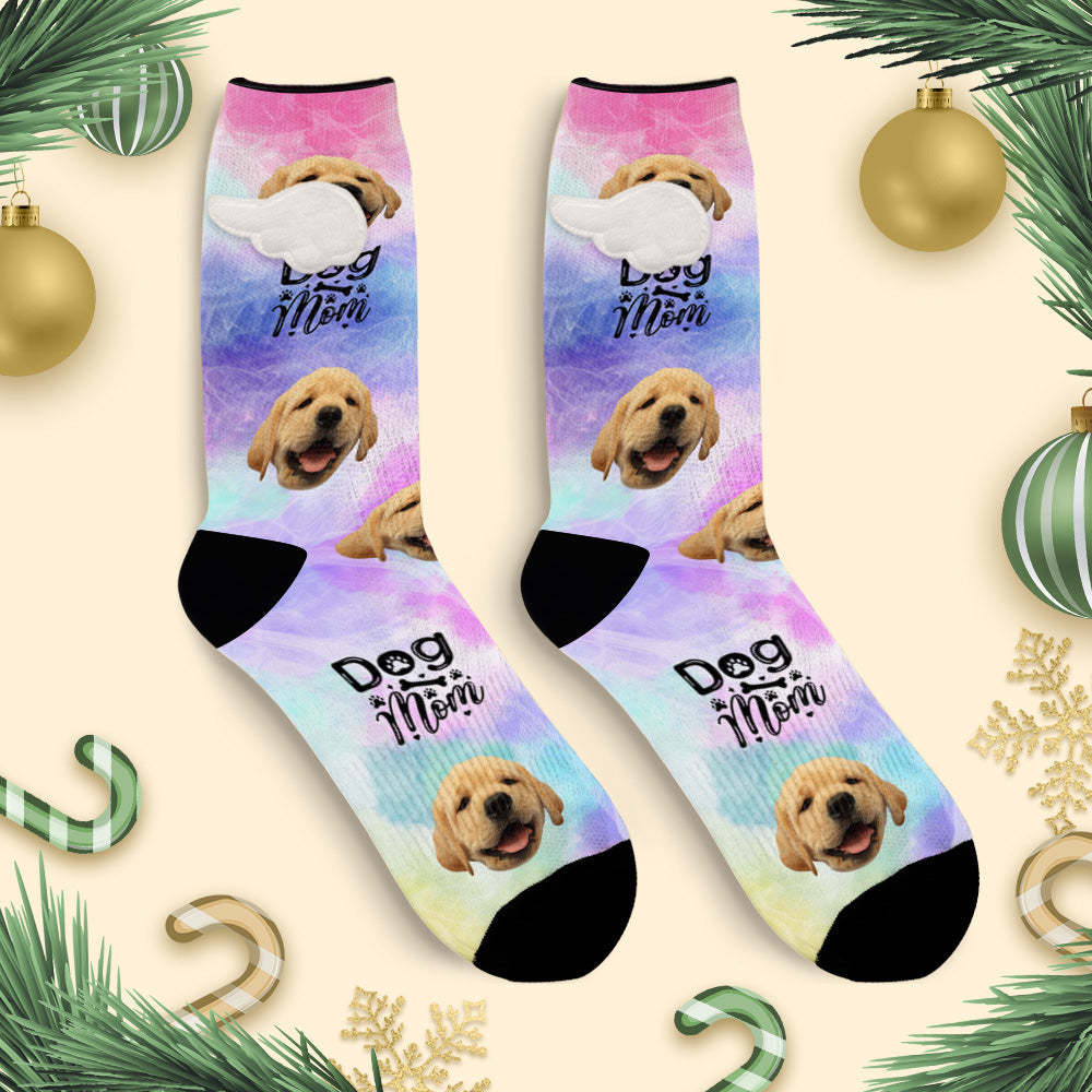 Custom Dog Face Socks 3D Magnetic Wing Socks Dog Mom for Pet Lover - MyFaceSocksAu