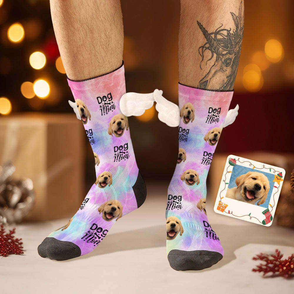 Custom Dog Face Socks 3D Magnetic Wing Socks Dog Mom for Pet Lover - MyFaceSocksAu