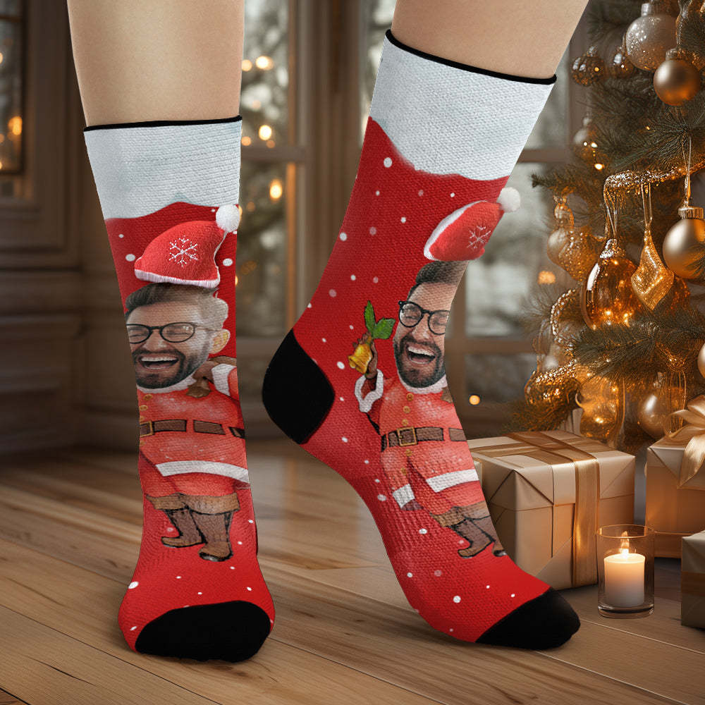Custom Face Socks Personalized 3D Santa Hat Socks - MyFaceSocksAu