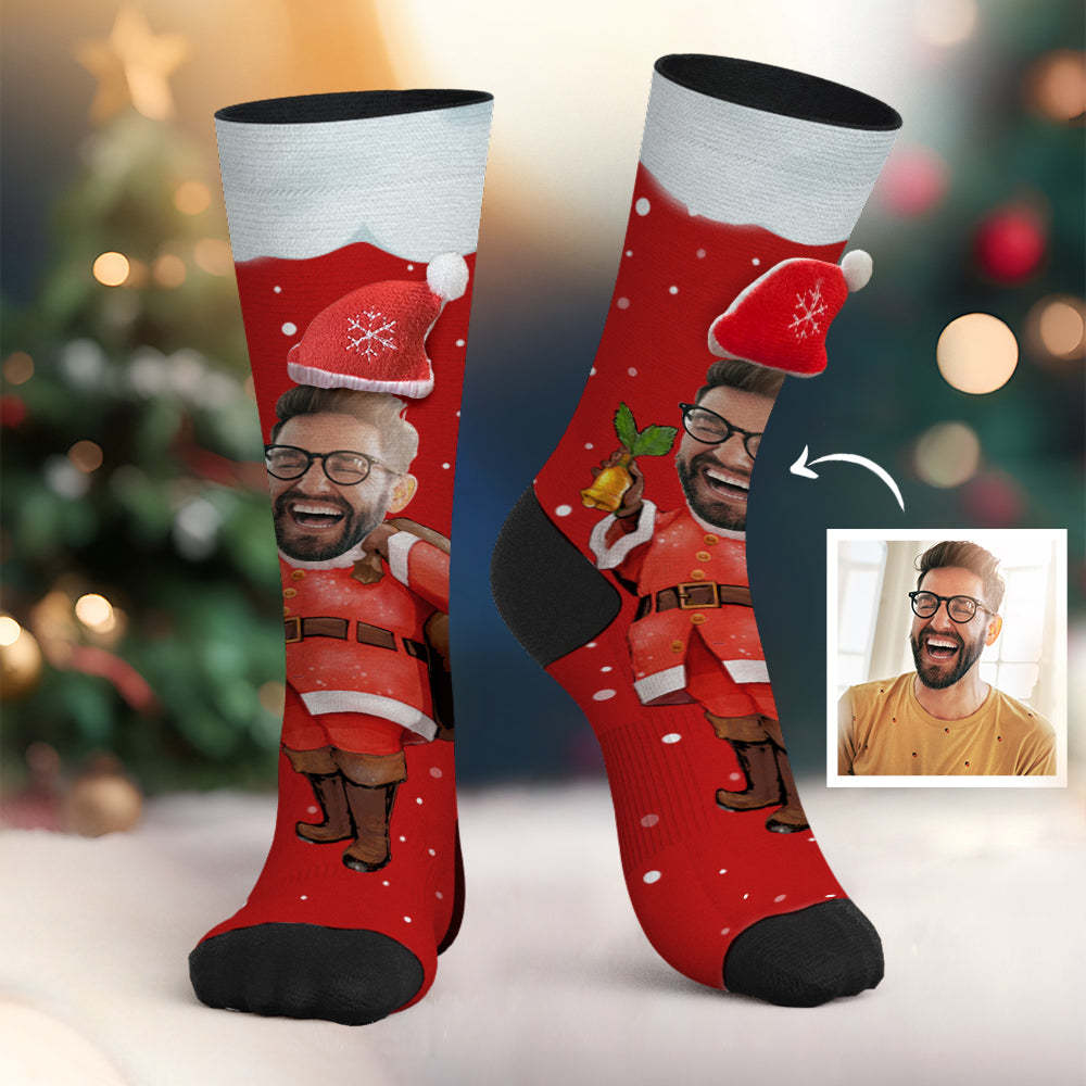 Custom Face Socks Personalized 3D Santa Hat Socks - MyFaceSocksAu