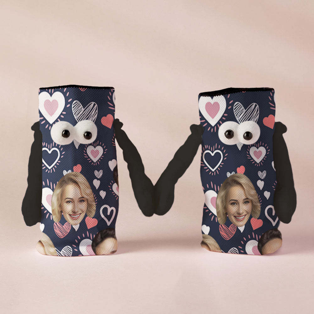 Custom Face Socks Funny Doll Mid Tube Socks Magnetic Holding Hands Socks Valentine's Day Gifts-MyFaceSocksAu