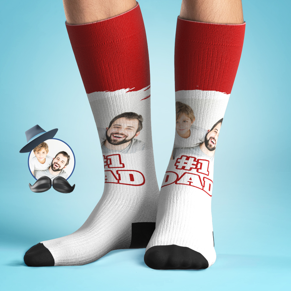 Custom #1 DAD Knee High Socks Personalized Compression Father's Day Tournament Sport Team Baseball Softball Soccer - MyFaceSocksAU
