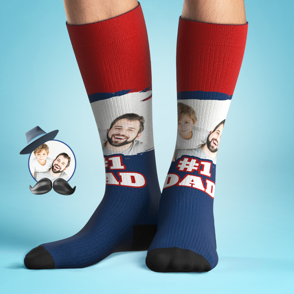 Custom #1 DAD Knee High Socks Personalized Compression Father's Day Tournament Sport Team Baseball Softball Soccer - MyFaceSocksAU