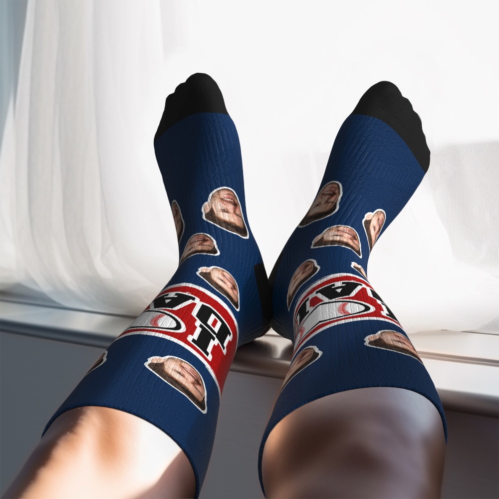 Custom I Heart Dad Knee High Socks Personalized Compression Father's Day Tournament Sport Team Baseball Softball Soccer - MyFaceSocksAU