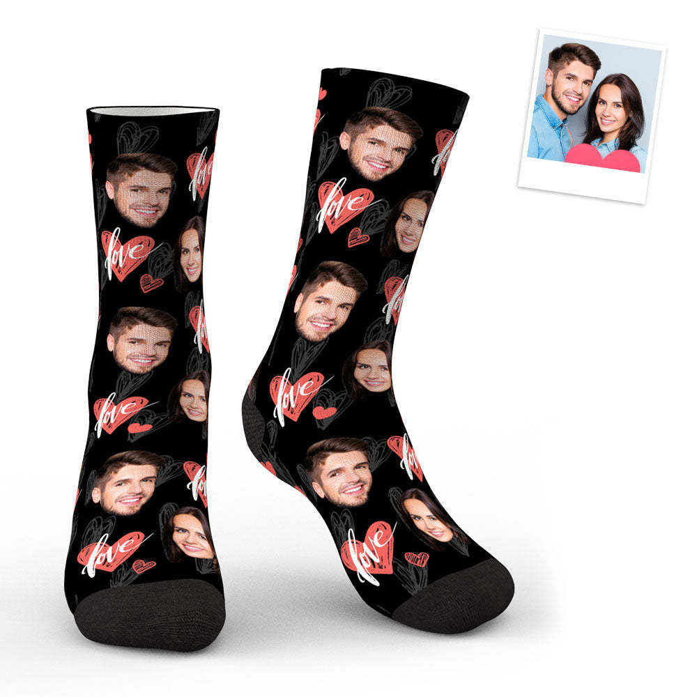 3D Preview Custom Face Heartbeat Socks - MyFaceSocksAu