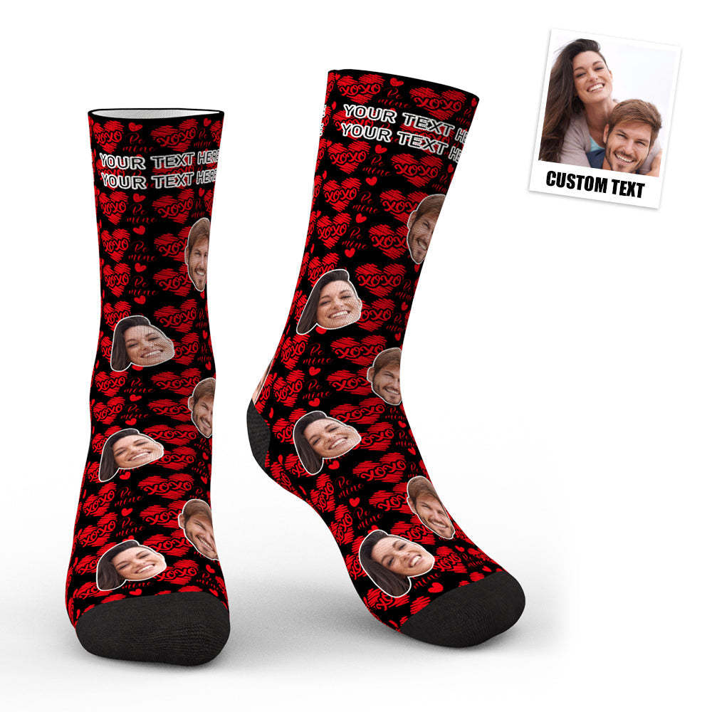 3D Preview Custom Face Heart Socks - XOXO - MyFaceSocksAu
