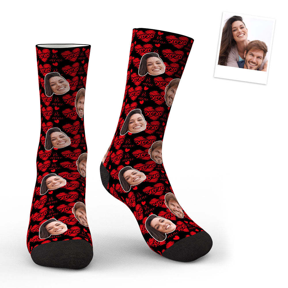 3D Preview Custom Face Heart Socks - XOXO - MyFaceSocksAu