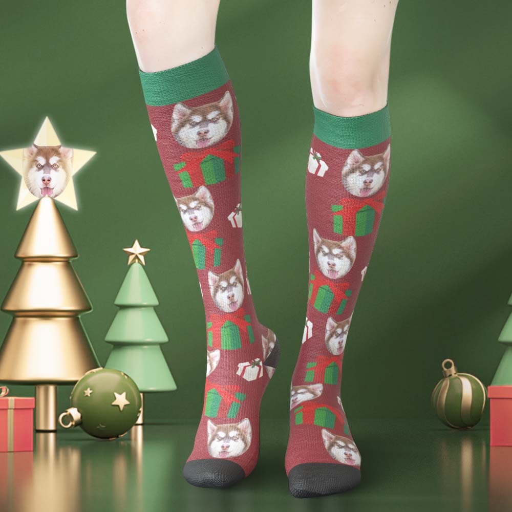Custom Face Knee High Socks Personalised Pet's Photo Socks Christmas Gifts - MyFaceSocksAu