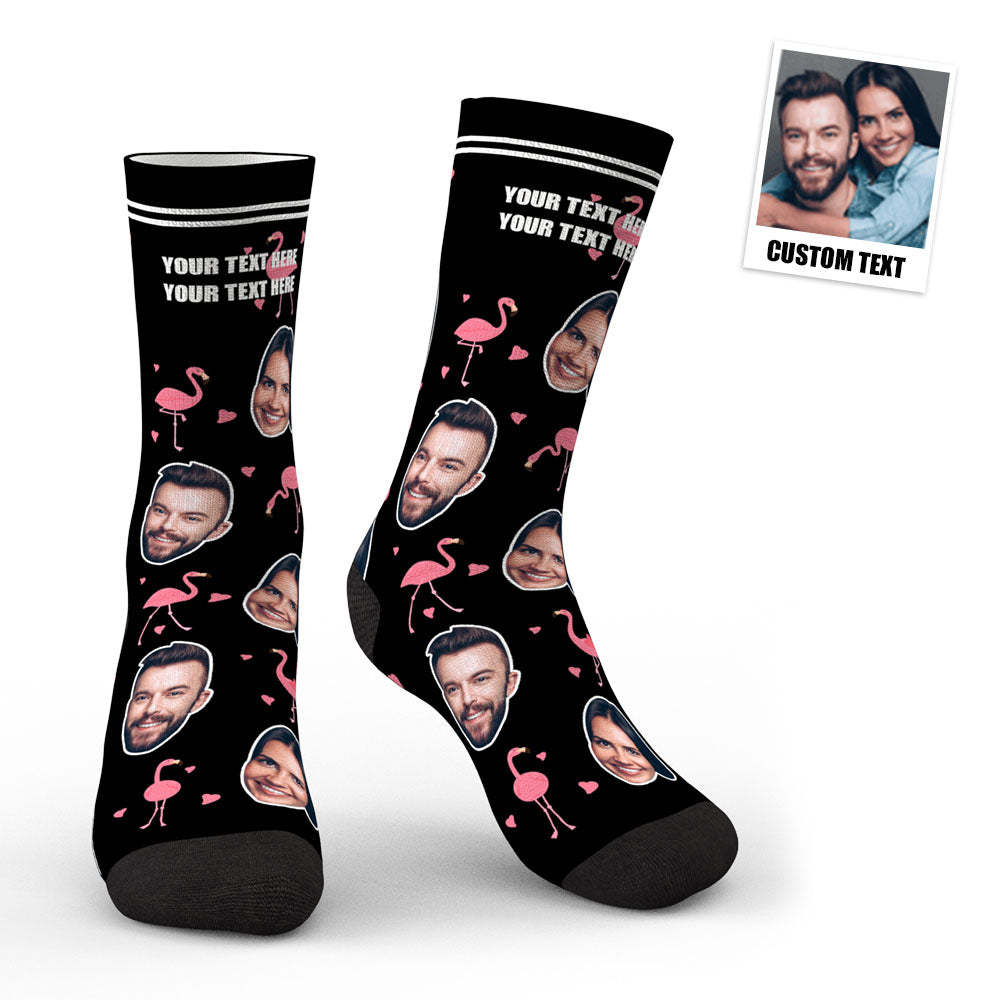3D Preview Custom Swan Flamingo And Face On Socks - MyFaceSocksAu