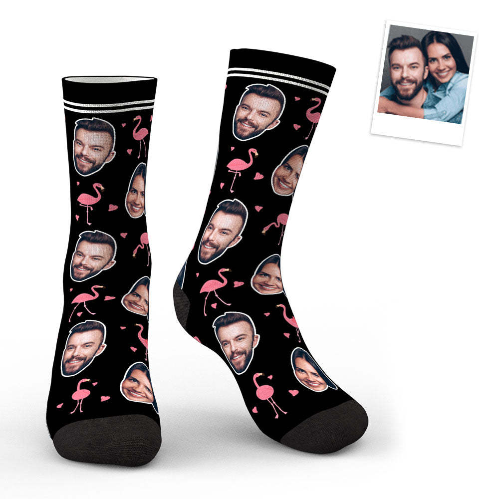 3D Preview Custom Swan Flamingo And Face On Socks - MyFaceSocksAu