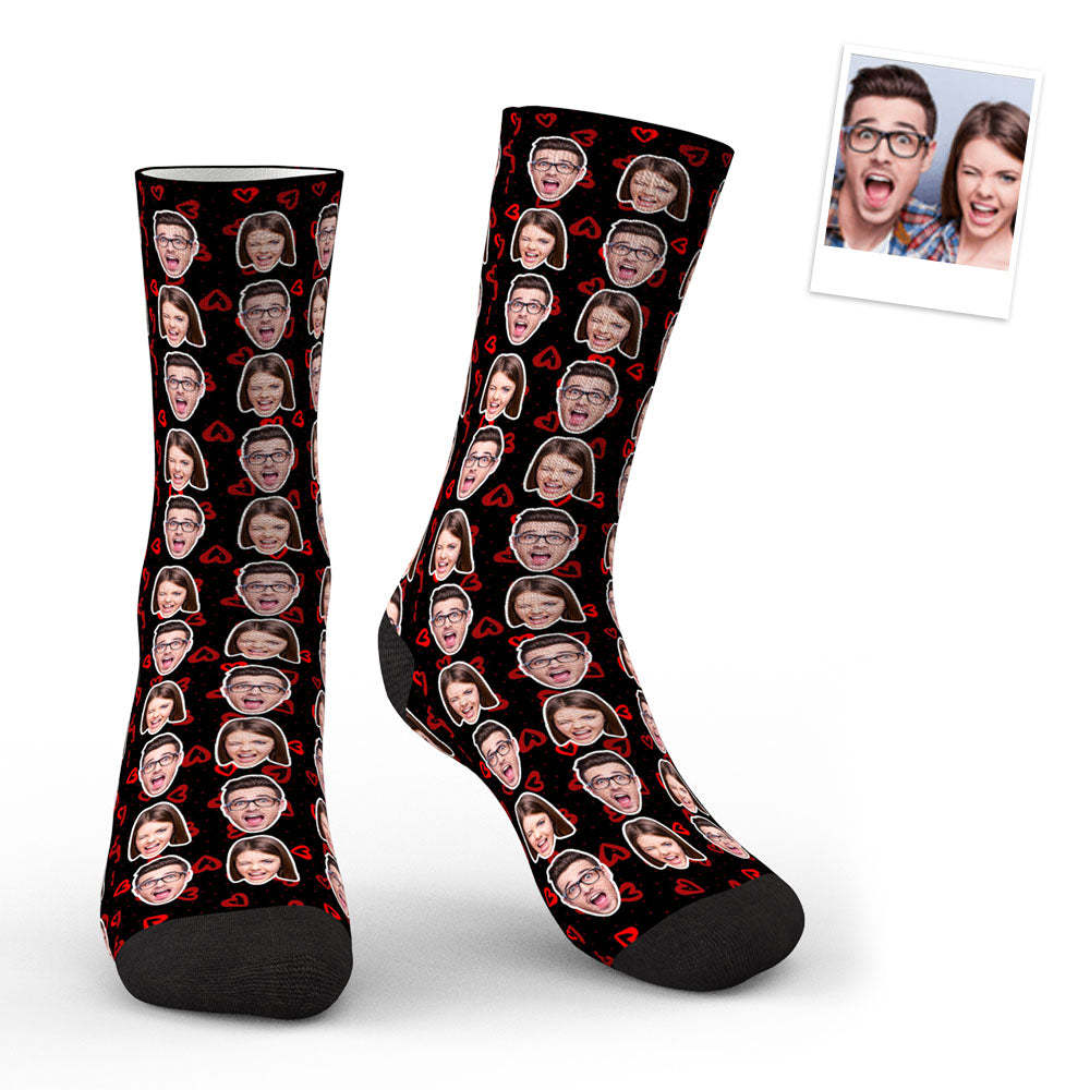 3D Preview Custom Photo Socks Colorful - Two Faces - MyFaceSocksAu