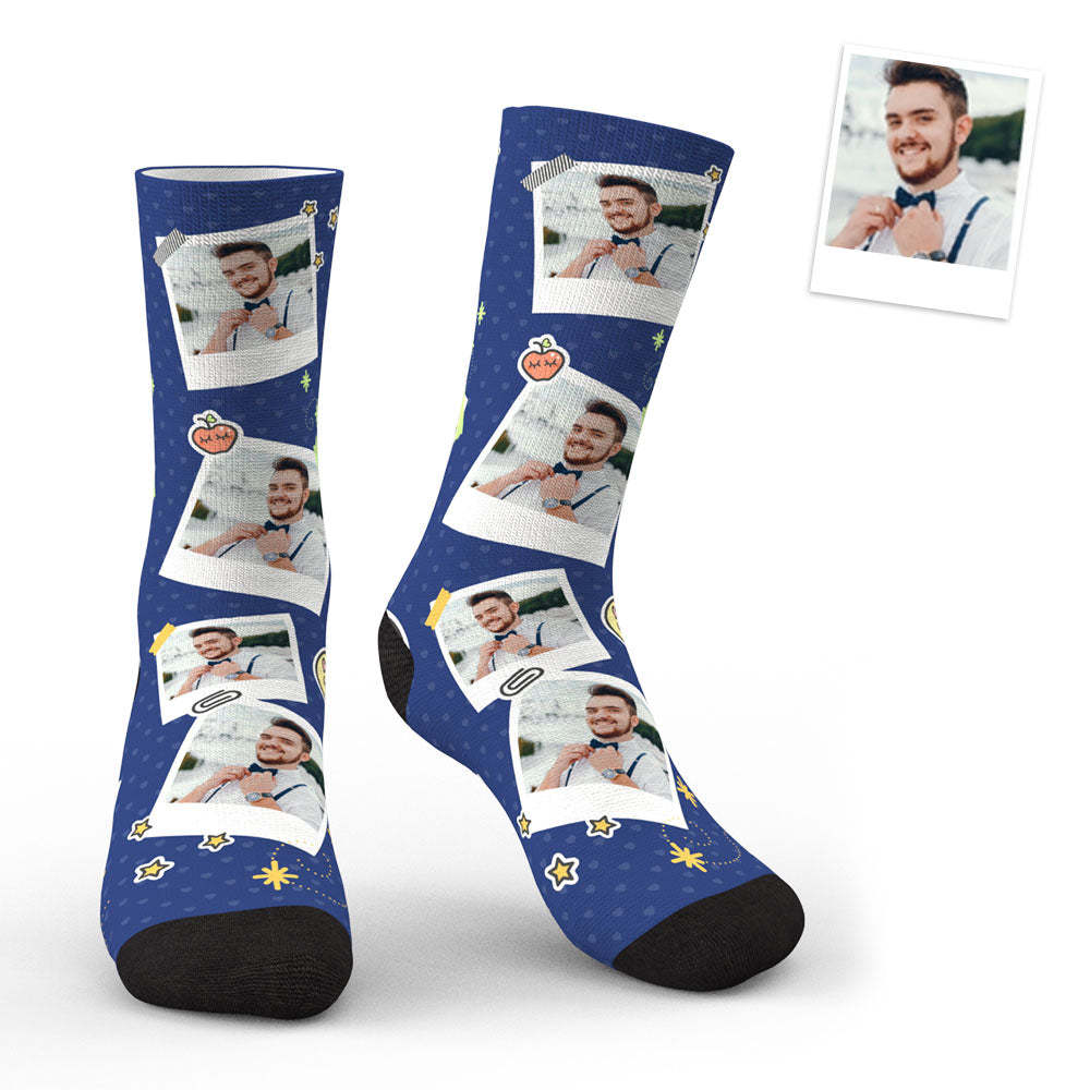 3D Preview Personalized Sticky Note Mark Custom Photo Socks - MyFaceSocksAu