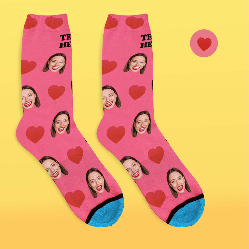 Custom 3D Digital Printed Face Socks Add Pictures and Name - Sweet Heart