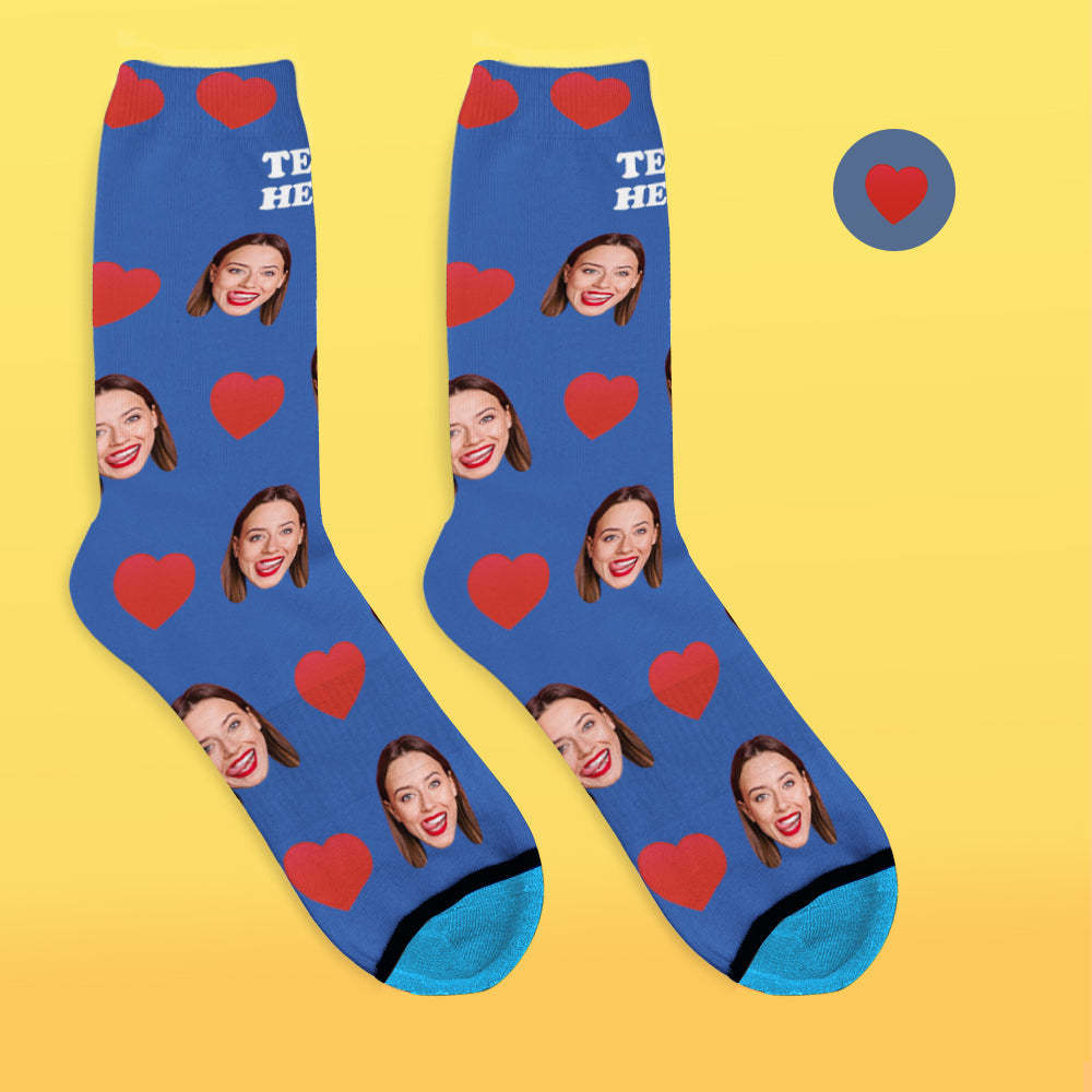 Custom 3D Digital Printed Face Socks Add Pictures and Name - Sweet Heart