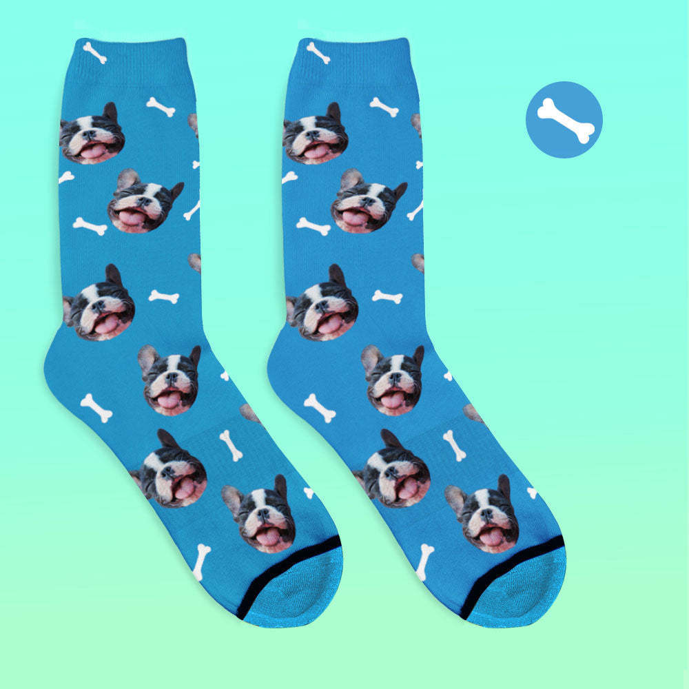 Custom 3D Digital Printed Face Socks Add Pictures and Name - Bones