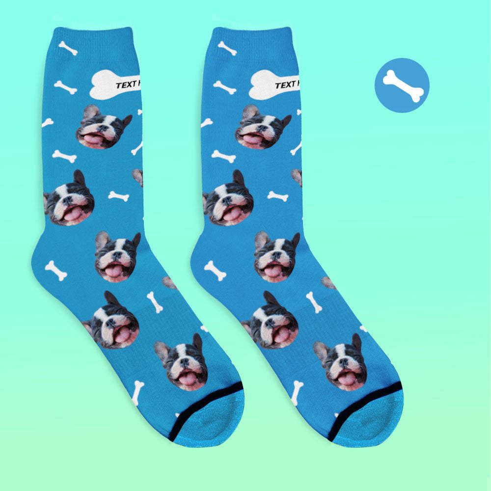 Custom 3D Digital Printed Face Socks Add Pictures and Name - Bones