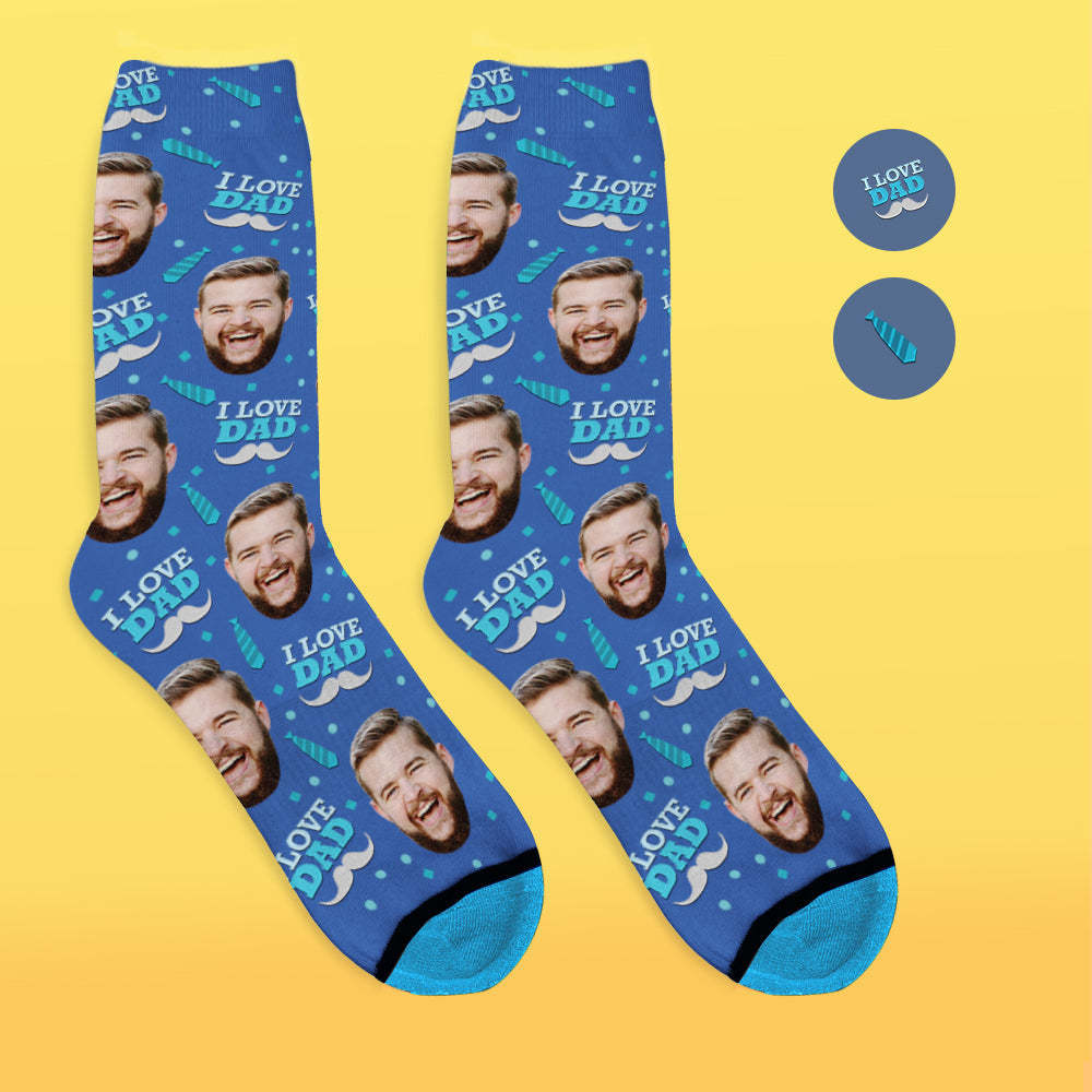 Custom 3D Digital Printed Face Socks Add Pictures and Name - I Love Dad