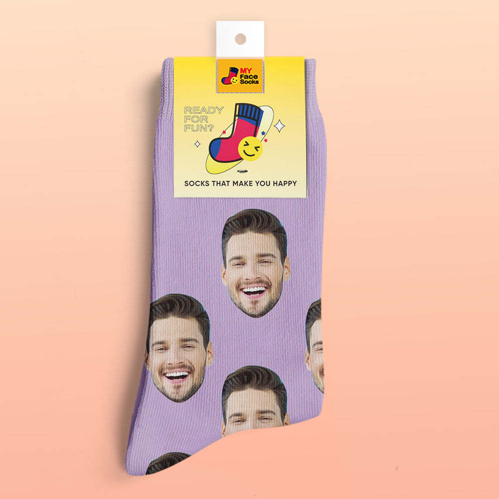 Custom 3D Preview Socks My Face Socks Add Pictures and Name - Colorful - MyFaceSocksAu