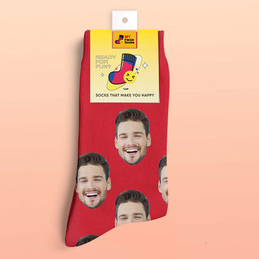 Custom 3D Digital Printed Socks My Face Socks Add Pictures and Name - Colorful