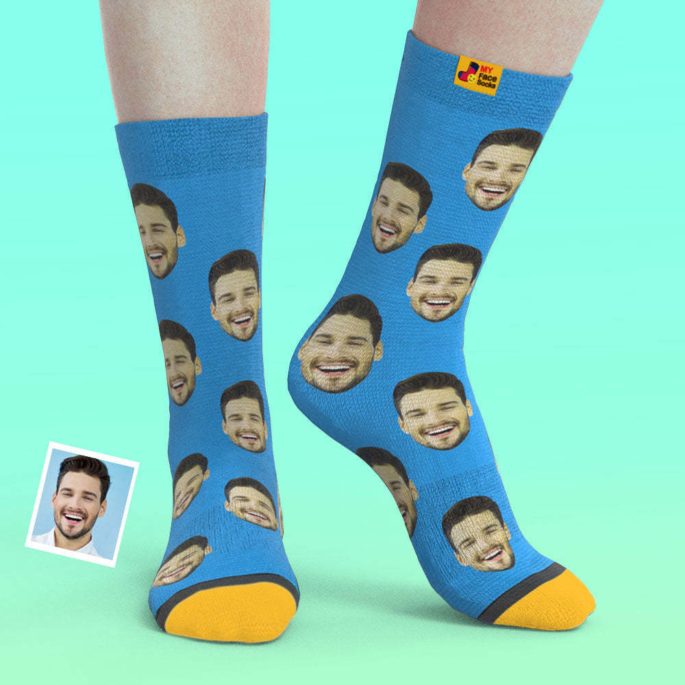 Custom 3D Preview Socks My Face Socks Add Pictures and Name - Colorful - MyFaceSocksAu