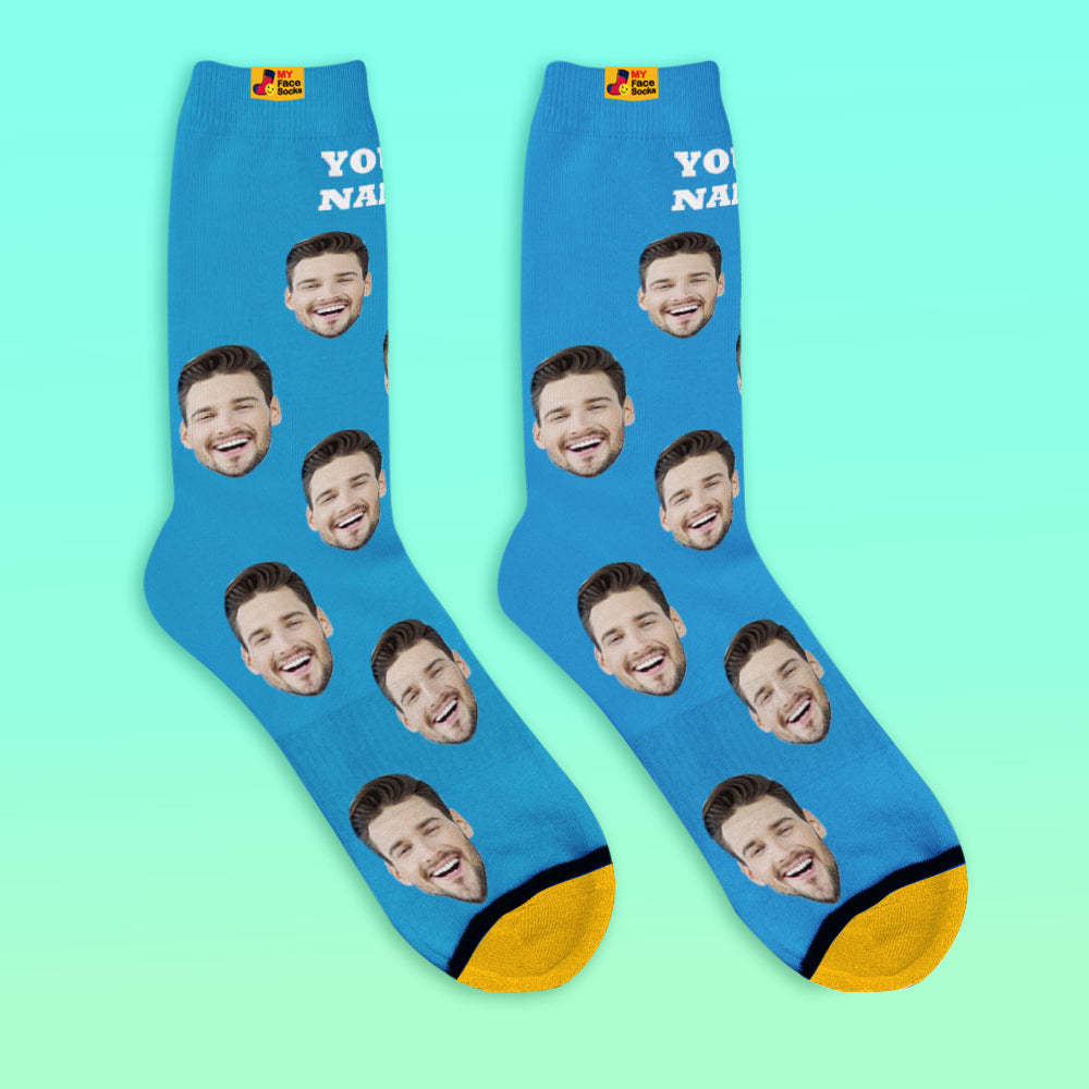 Custom 3D Preview Socks My Face Socks Add Pictures and Name - Colorful - MyFaceSocksAu