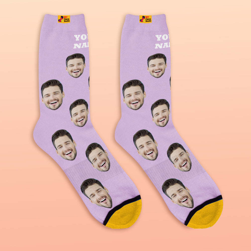 Custom 3D Preview Socks My Face Socks Add Pictures and Name - Colorful - MyFaceSocksAu