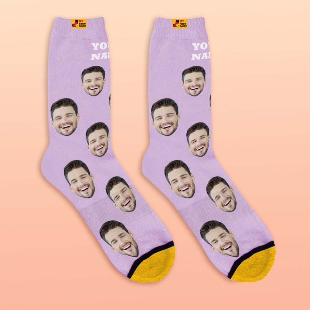 Custom 3D Digital Printed Socks My Face Socks Add Pictures and Name - Colorful