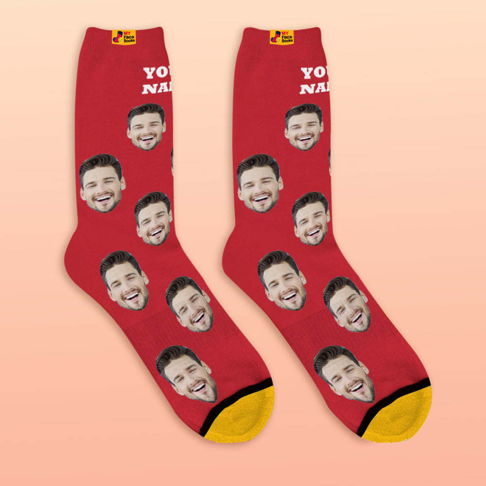 Custom 3D Preview Socks My Face Socks Add Pictures and Name - Colorful - MyFaceSocksAu