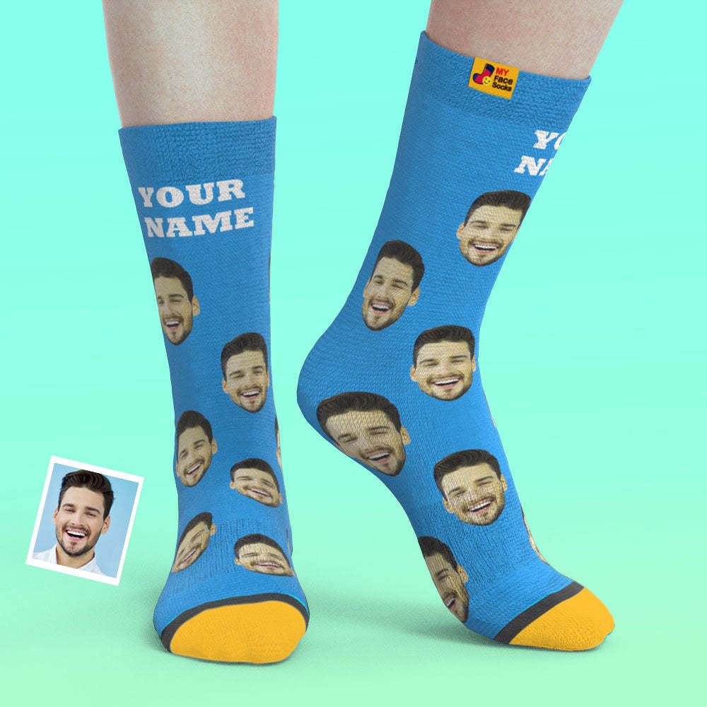 Custom 3D Preview Socks My Face Socks Add Pictures and Name - Colorful - MyFaceSocksAu