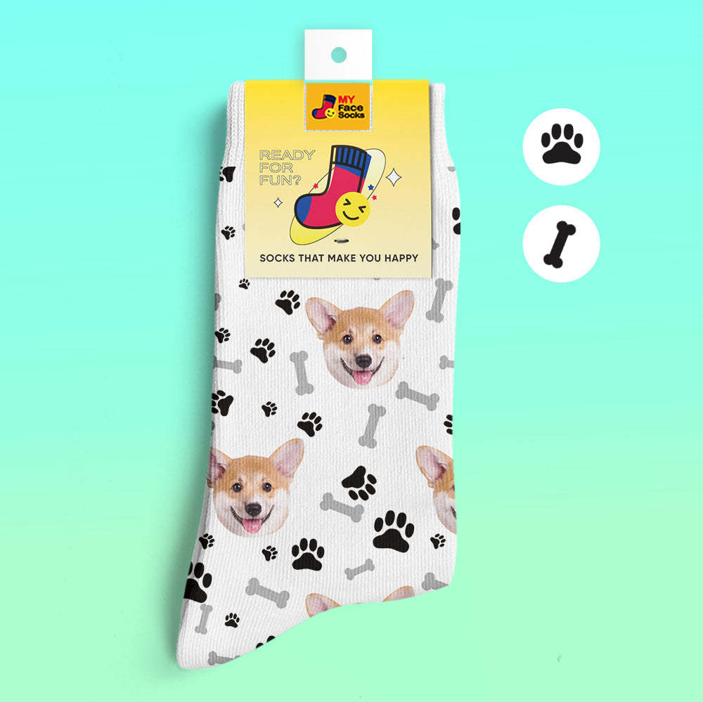 Custom 3D Digital Printed Socks My Face Socks Add Pictures and Name - Dog