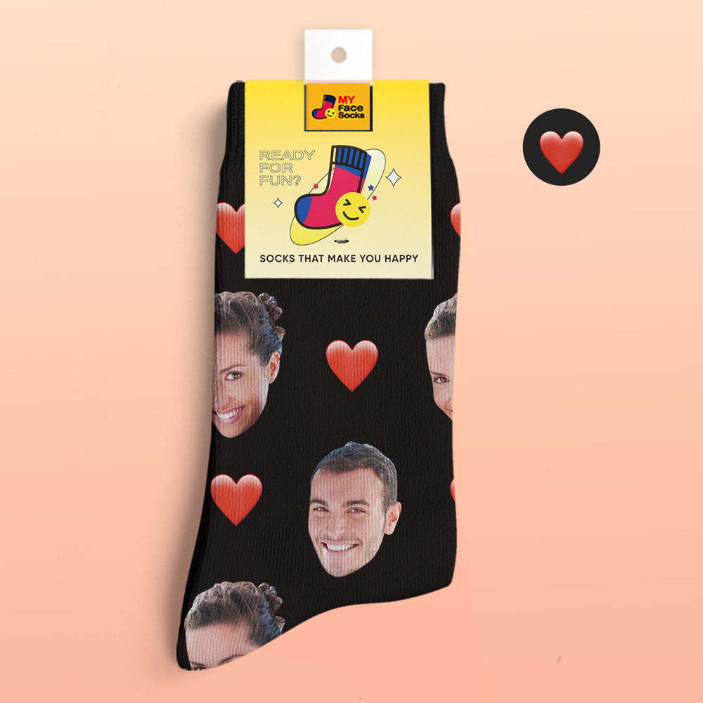 Custom 3D Preview Socks My Face Socks Add Pictures and Name - Heart - MyFaceSocksAu