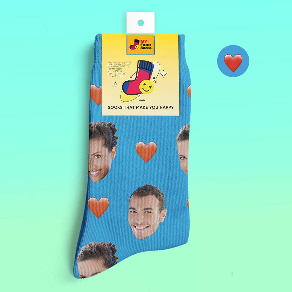 Custom 3D Preview Socks My Face Socks Add Pictures and Name - Heart - MyFaceSocksAu