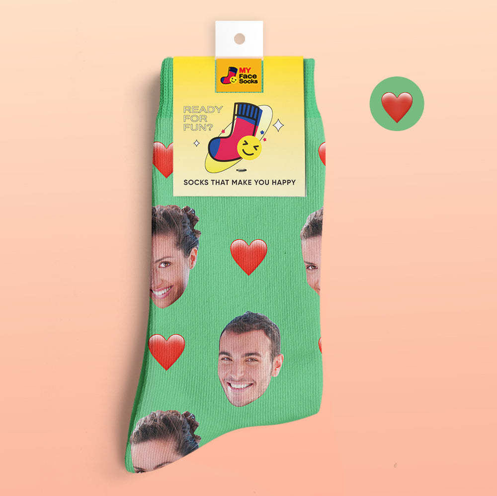 Custom 3D Preview Socks My Face Socks Add Pictures and Name - Heart - MyFaceSocksAu