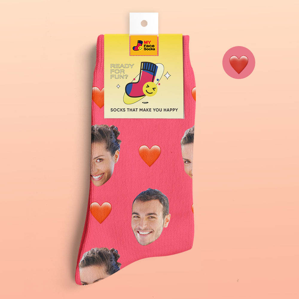 Custom 3D Preview Socks My Face Socks Add Pictures and Name - Heart - MyFaceSocksAu