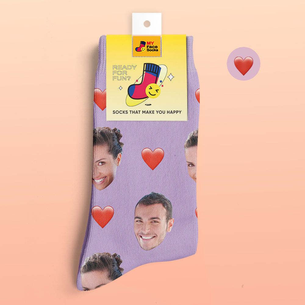 Custom 3D Preview Socks My Face Socks Add Pictures and Name - Heart - MyFaceSocksAu