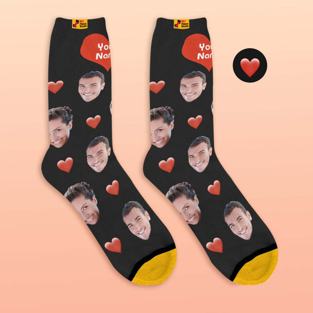 Custom 3D Preview Socks My Face Socks Add Pictures and Name - Heart - MyFaceSocksAu