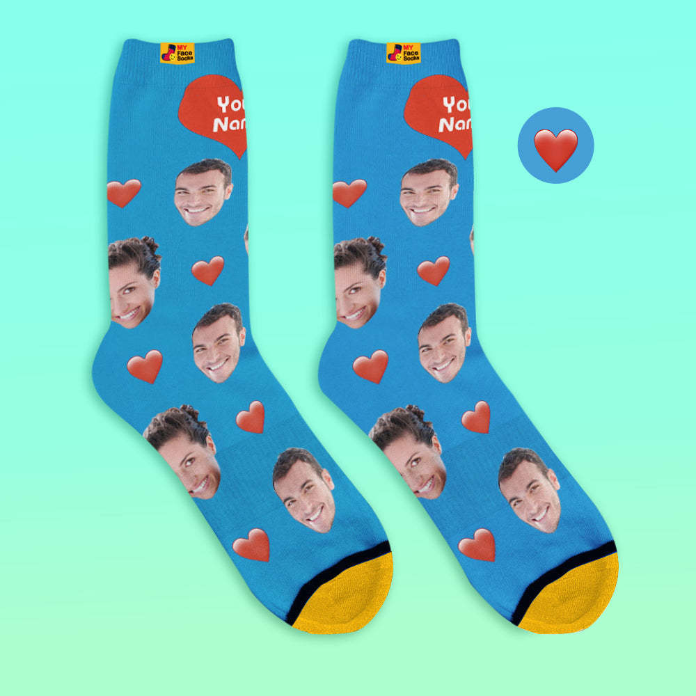 Custom 3D Preview Socks My Face Socks Add Pictures and Name - Heart - MyFaceSocksAu