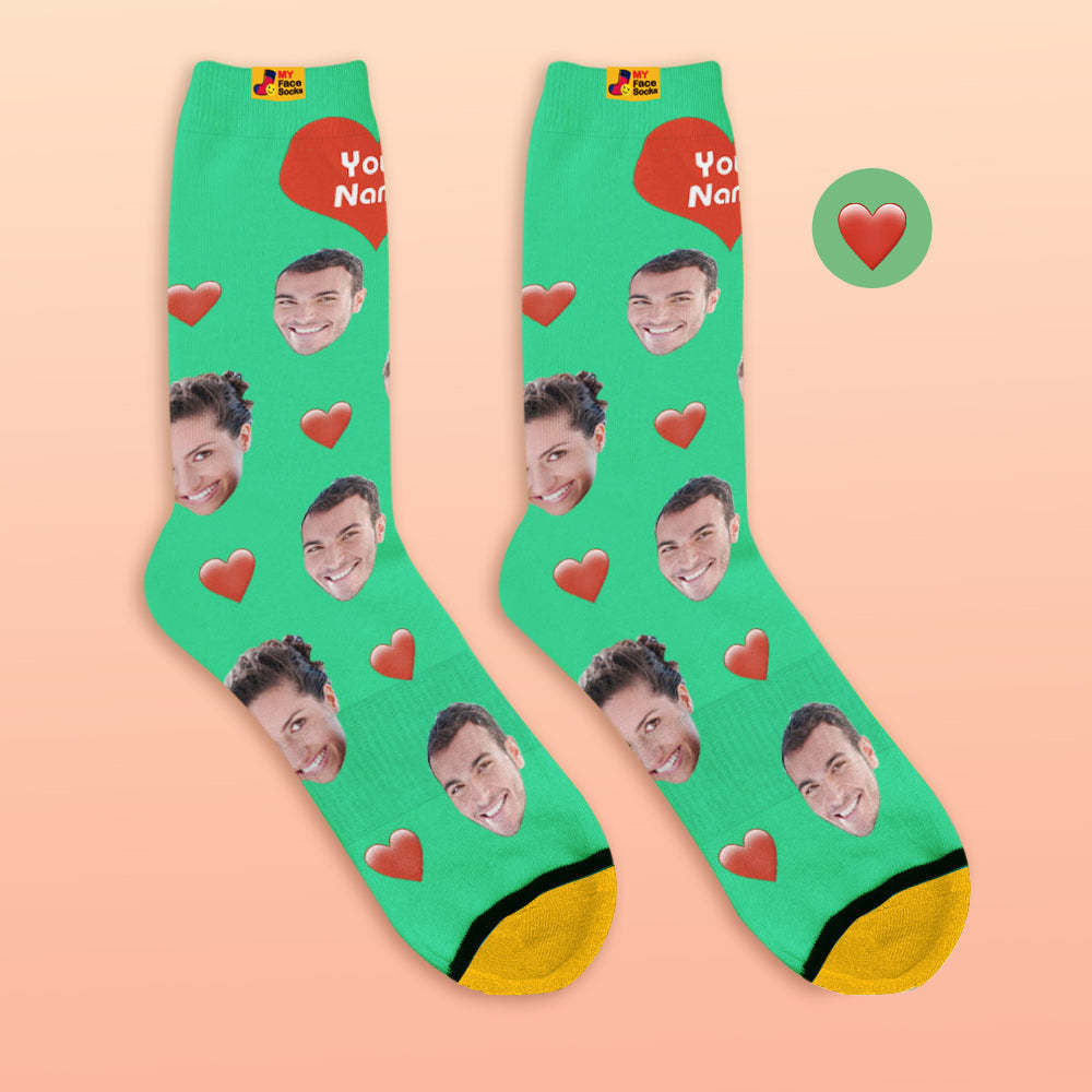 Custom 3D Preview Socks My Face Socks Add Pictures and Name - Heart - MyFaceSocksAu