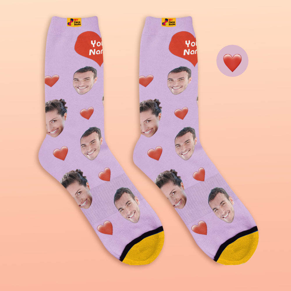 Custom 3D Preview Socks My Face Socks Add Pictures and Name - Heart - MyFaceSocksAu