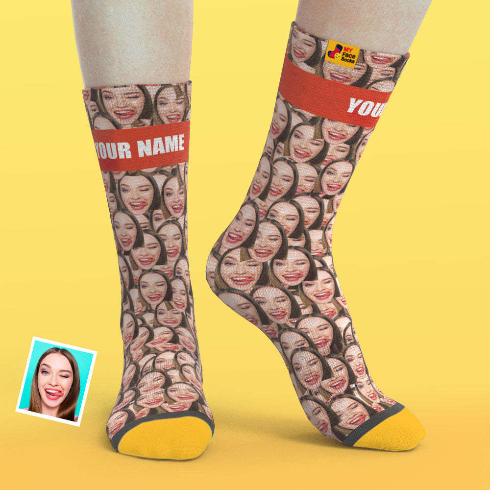 Custom 3D Preview Socks My Face Socks Add Pictures and Name - Face Mash - MyFaceSocksAu