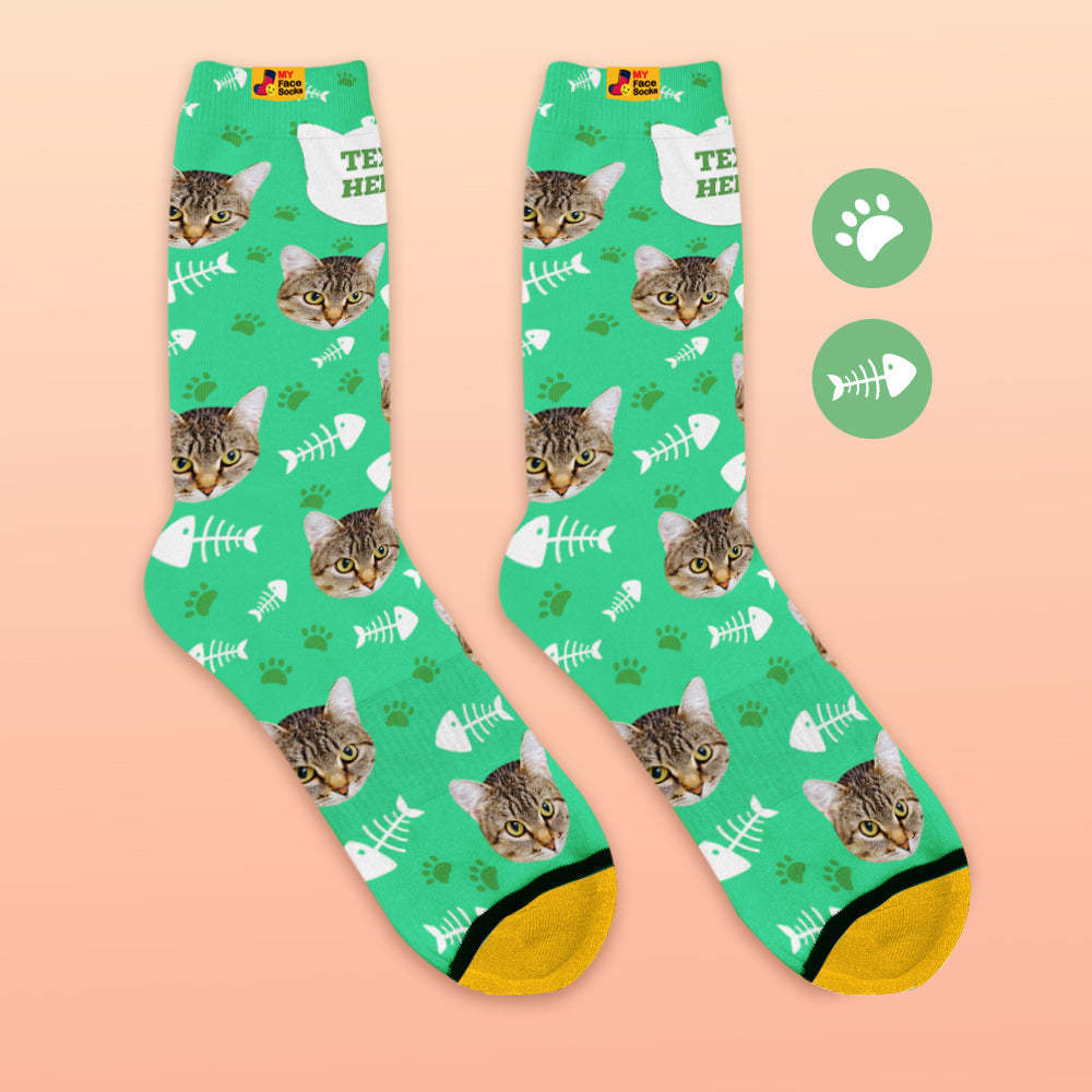 Custom 3D Preview Socks My Face Socks Add Pictures and Name - Cat - MyFaceSocksAu