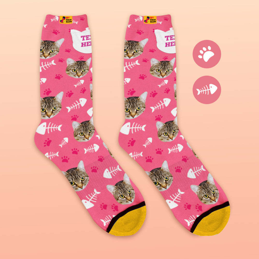 Custom 3D Digital Printed Socks My Face Socks Add Pictures and Name - Cat