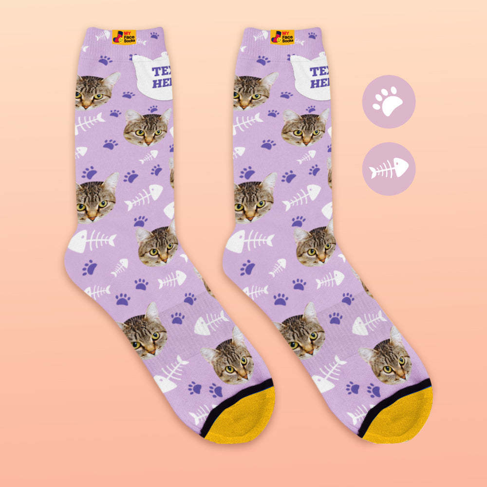 Custom 3D Preview Socks My Face Socks Add Pictures and Name - Cat - MyFaceSocksAu