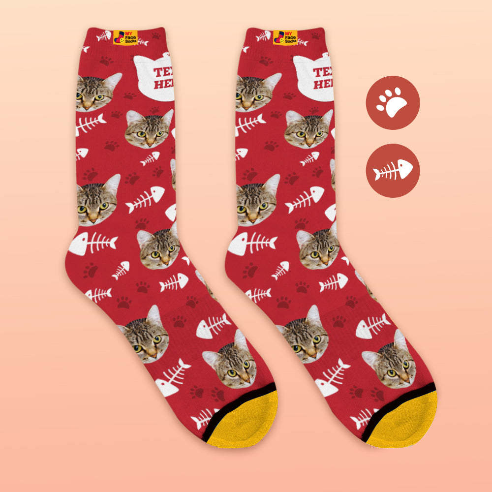 Custom 3D Preview Socks My Face Socks Add Pictures and Name - Cat - MyFaceSocksAu