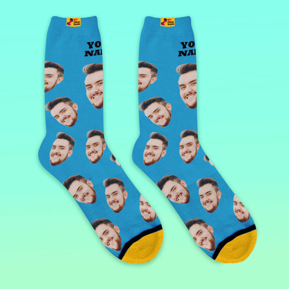 Custom 3D Preview Socks My Face Socks Add Pictures and Name - Your Face - MyFaceSocksAu